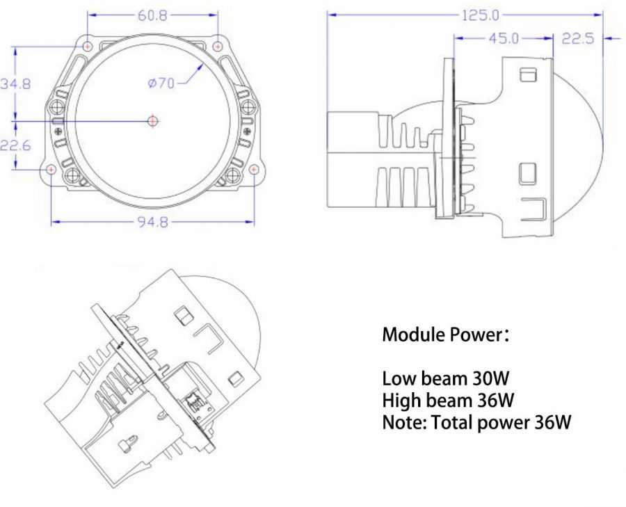 Projector Lens D70 LED Bi-beam Progector Lens